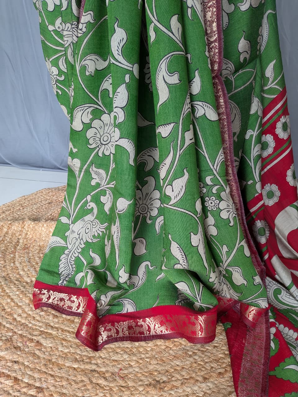 Green Kalamkari Print Saree