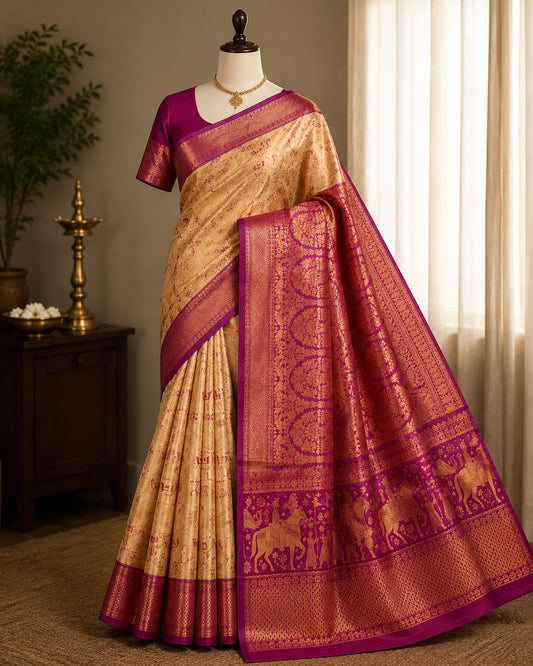 Royal Elephant Kanchi Silk Saree