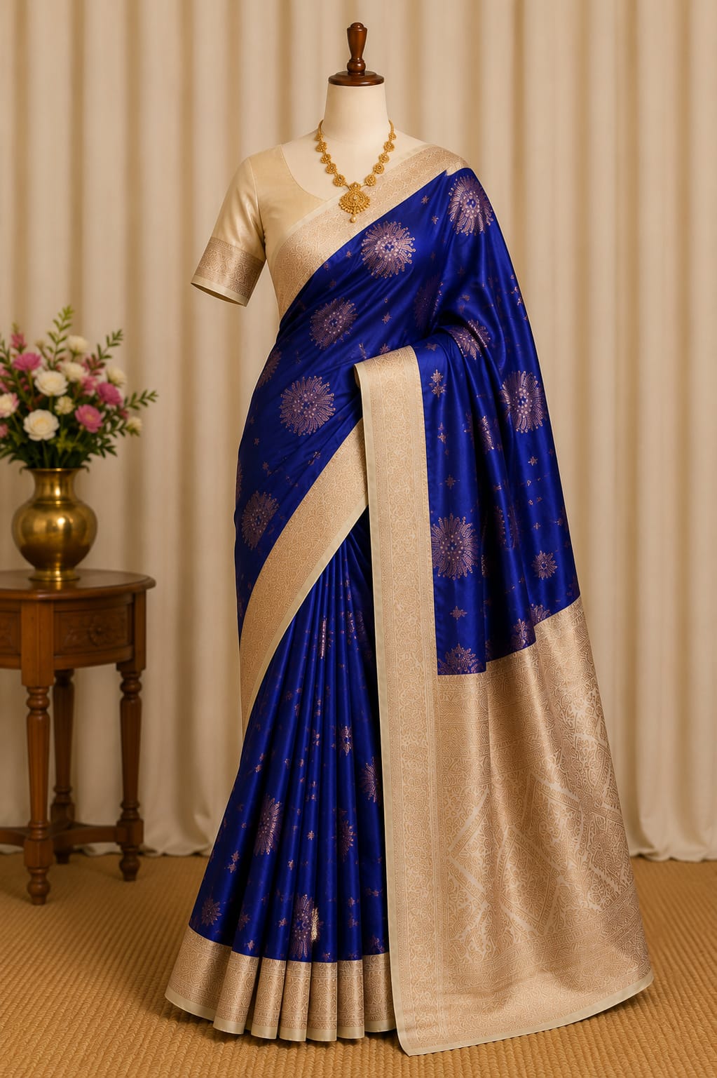 Royal Blue Medallion Saree