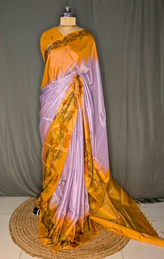Mustard & Lilac Light Weight Uppada Pattu Saree