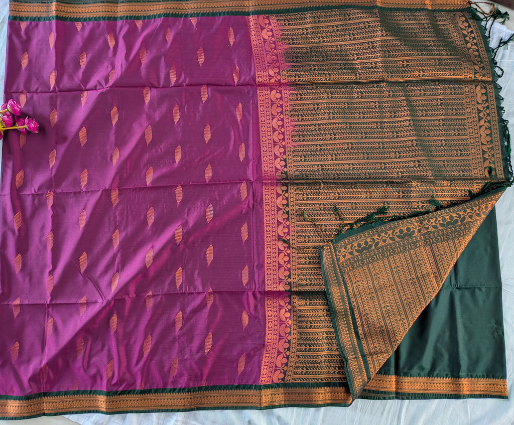 Small Border Uppada Silk Sarees (Deep Plum)