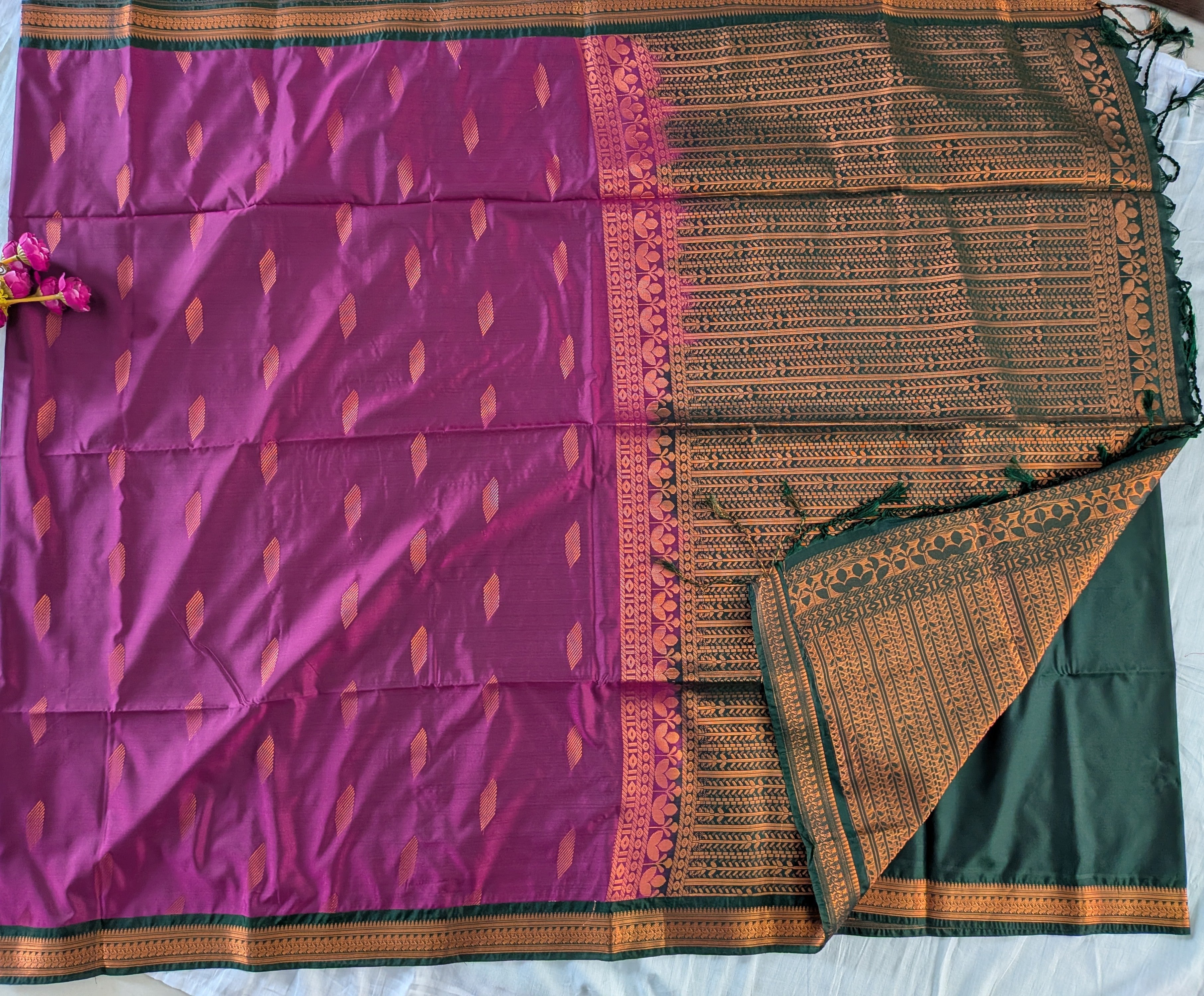 Small Border Uppada Silk Sarees (Deep Plum)