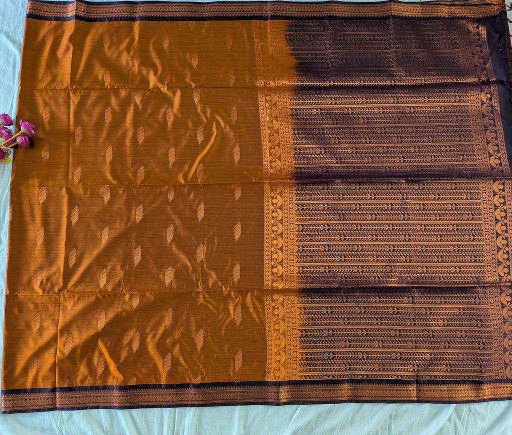 Small Border Uppada Silk Saree (Rust Orange)