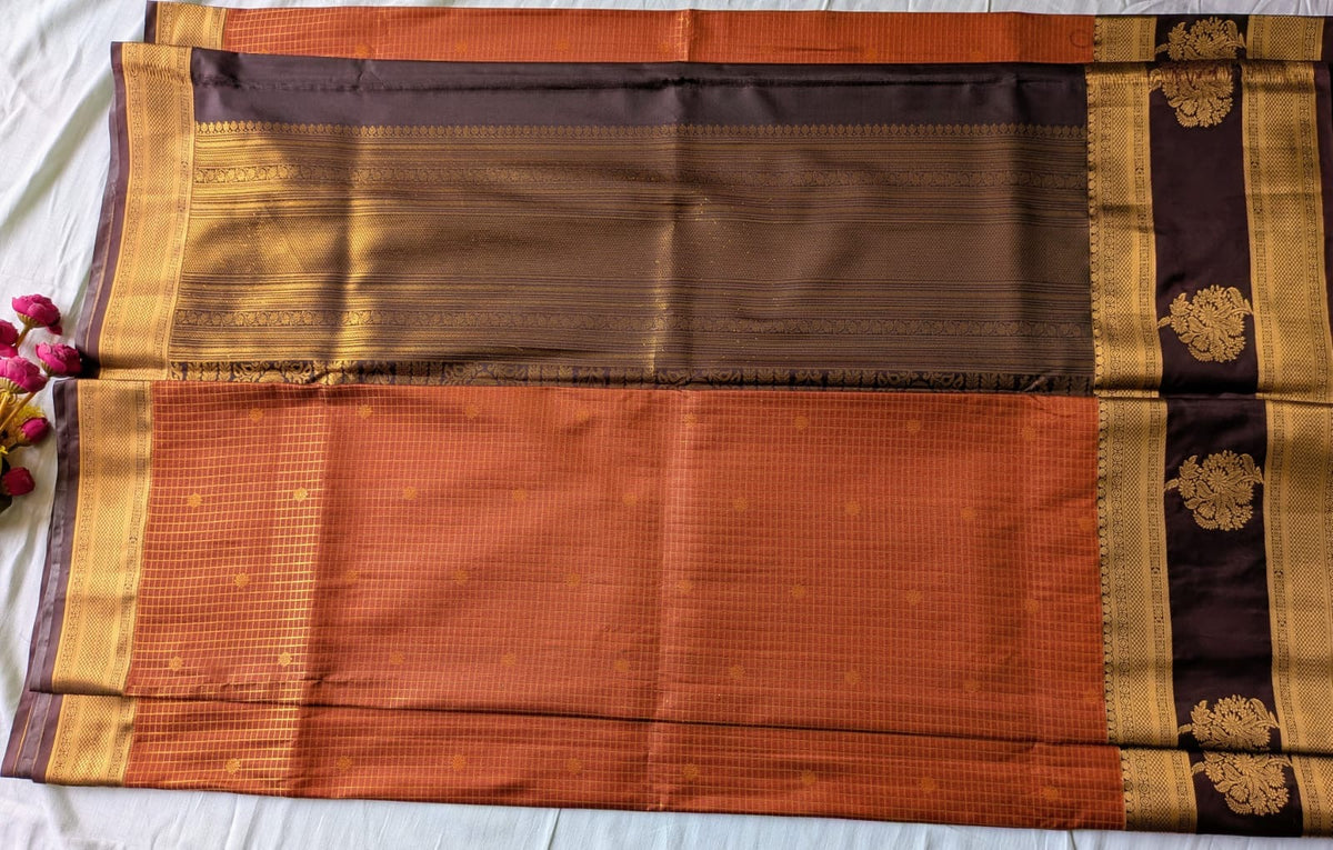 Copper Glow Lightweight Kanchi Silk Saree