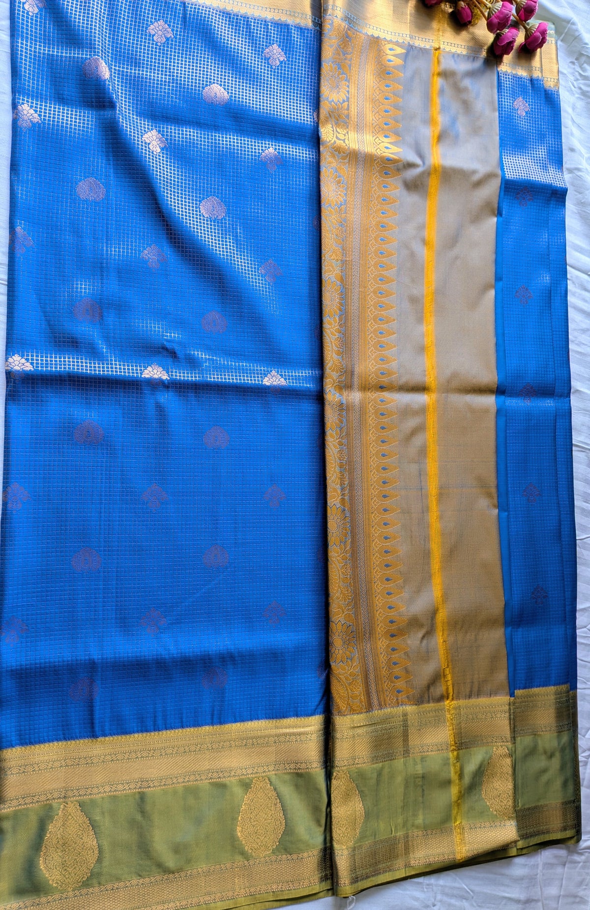Azure Check Kanchipuram Silk Blend