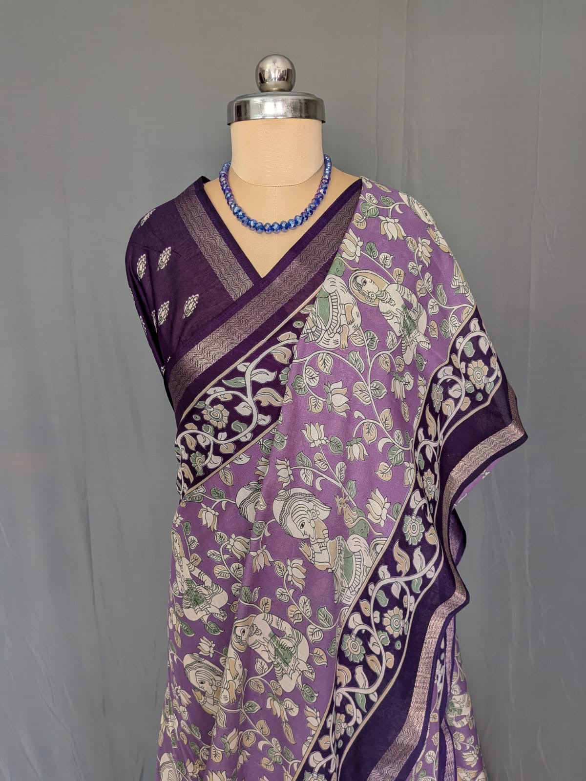 Lavender Purple Kalamkari Saree