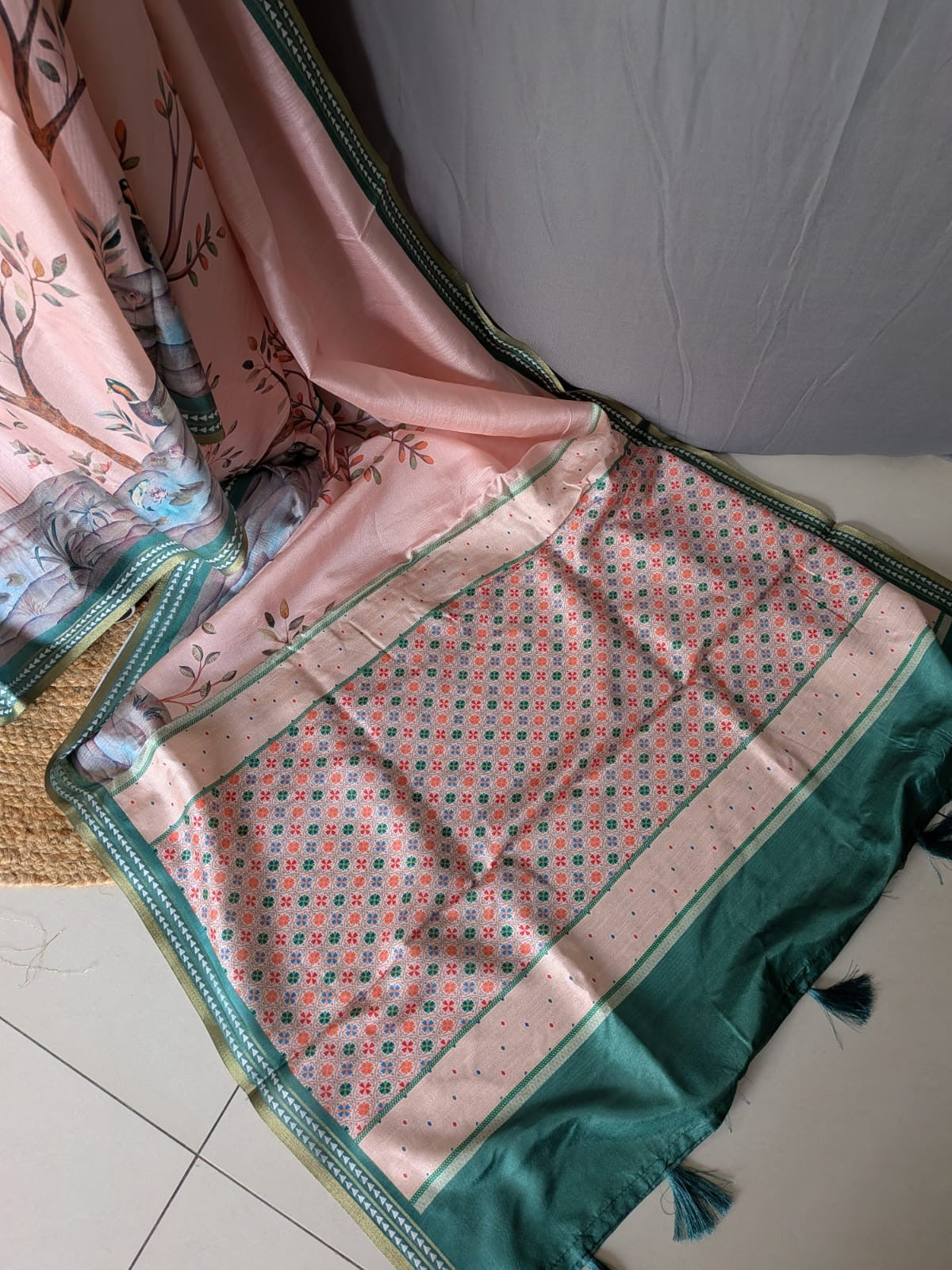 Blush Pink Digital Printed Silk Saree