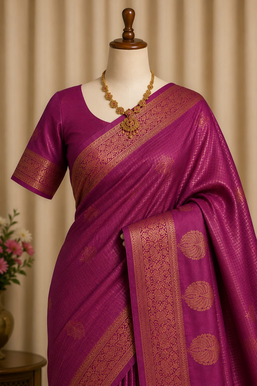 Majestic Magenta Kanchi Silk Saree