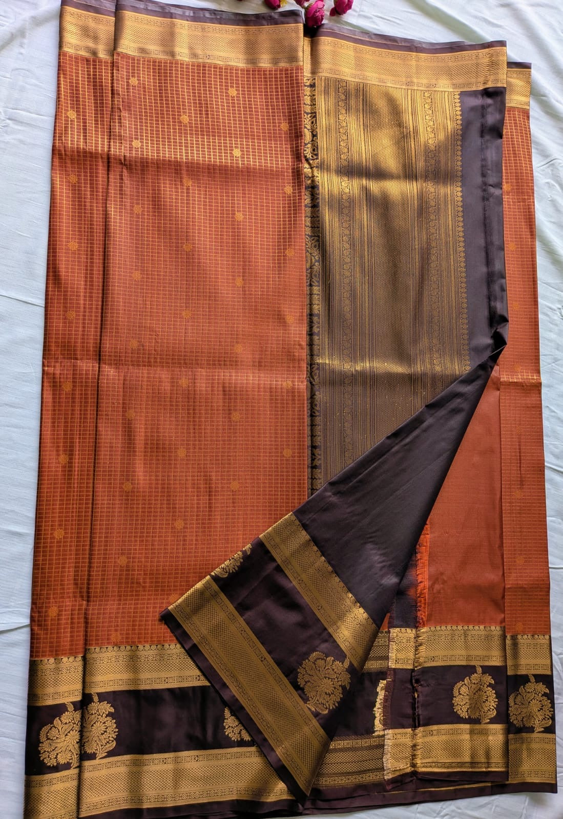 Copper Glow Lightweight Kanchi Silk Saree
