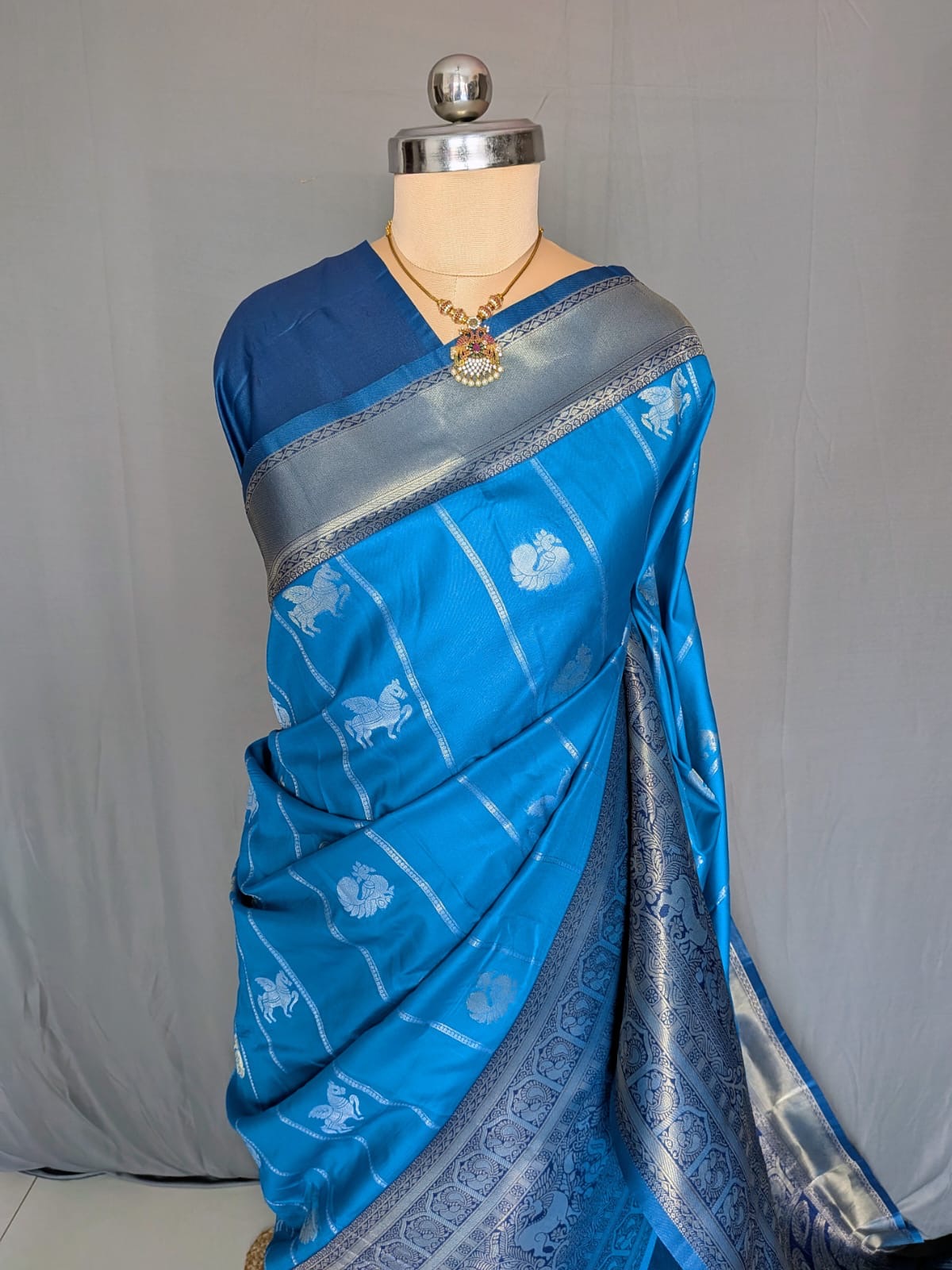 Royal Blue Zari Silk Saree