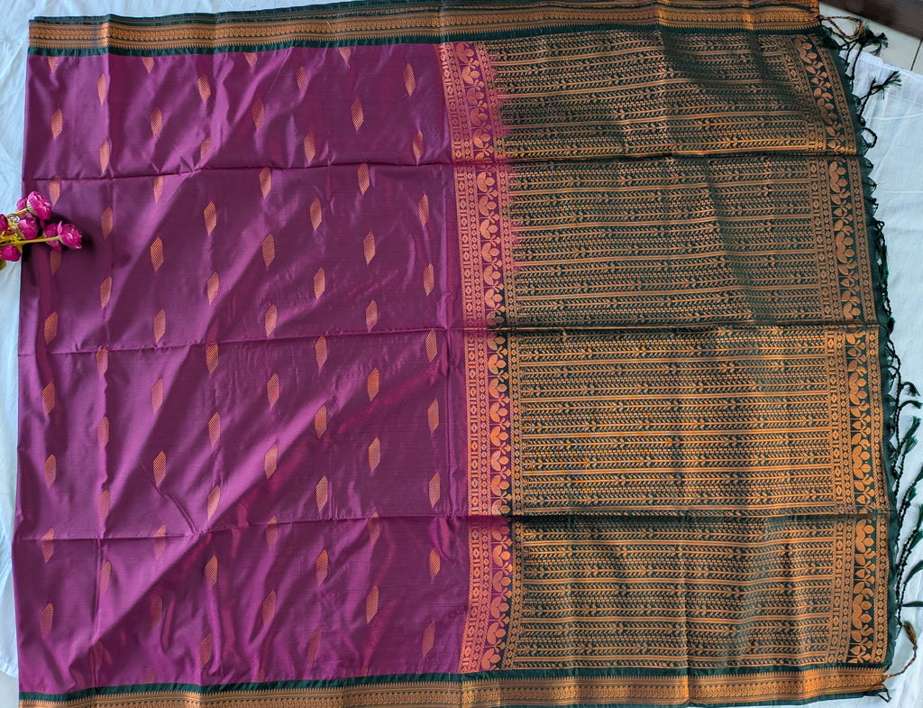 Small Border Uppada Silk Sarees (Deep Plum)