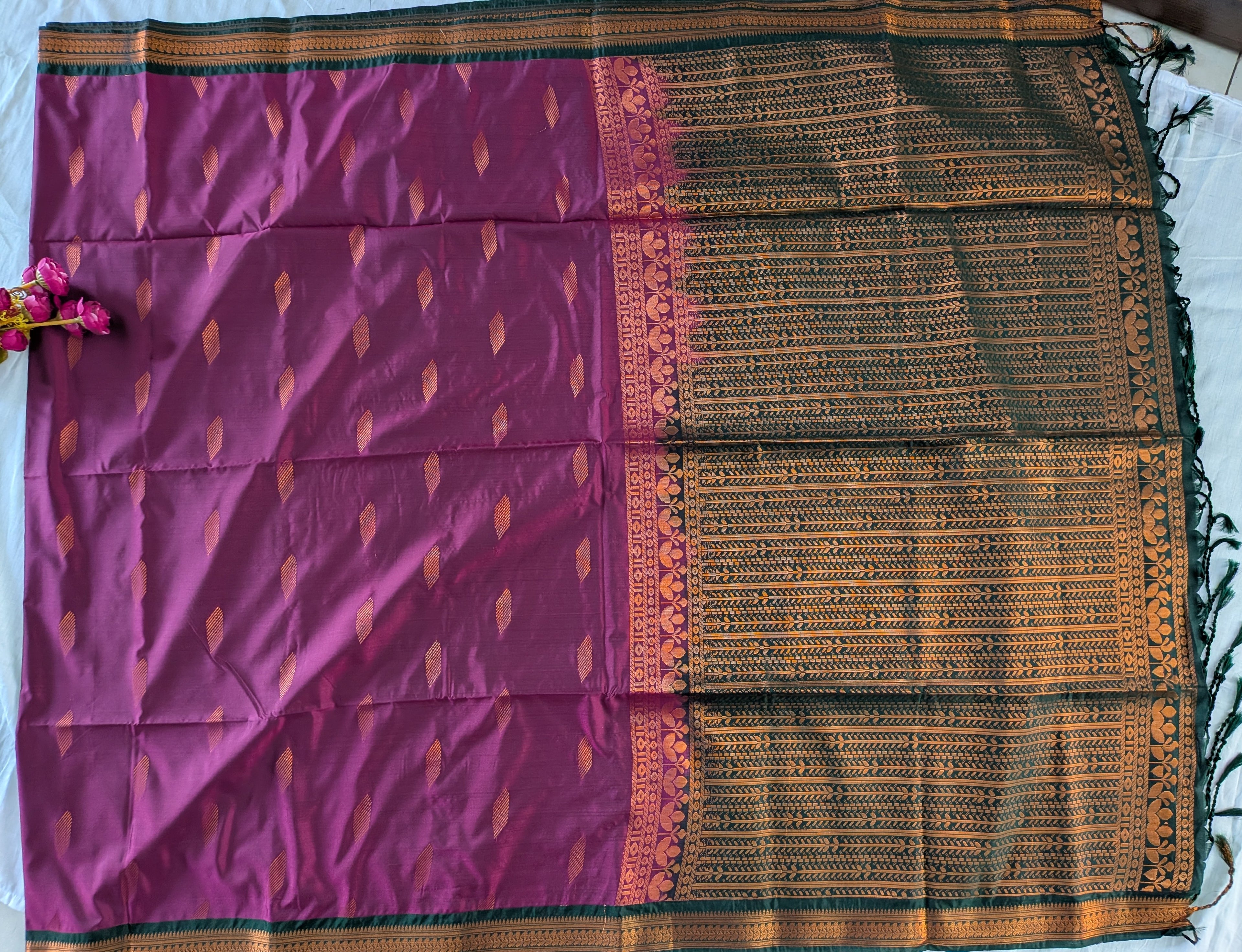 Small Border Uppada Silk Sarees (Deep Plum)