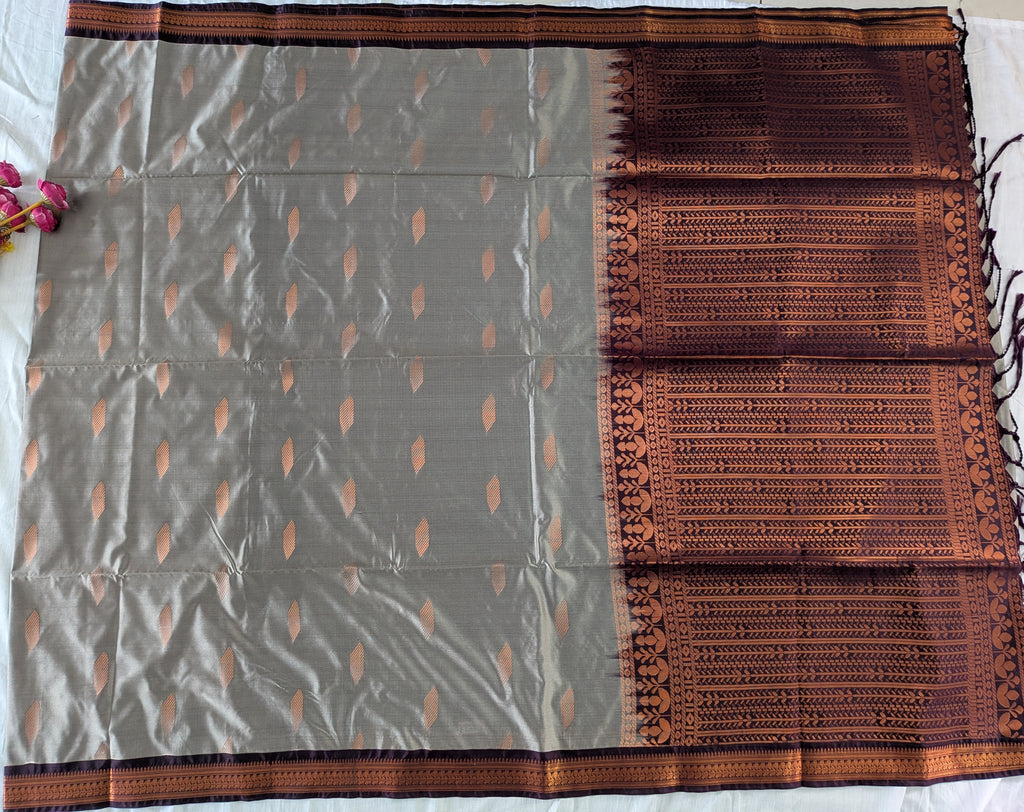 Small Border Uppada Pattu Sarees (Slate Grey)