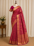 Regal Rangoli Zari Saree - Pink & Gold