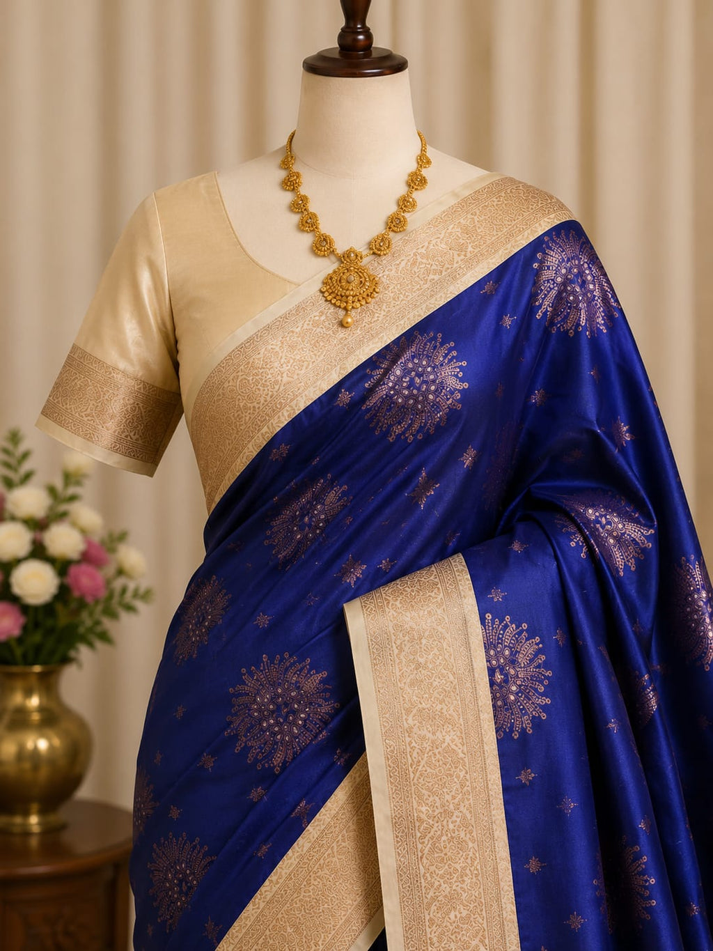 Royal Blue Medallion Saree