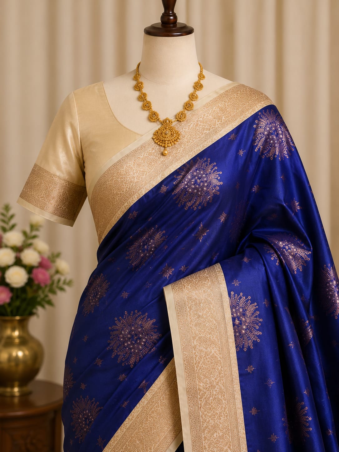 Royal Blue Medallion Saree