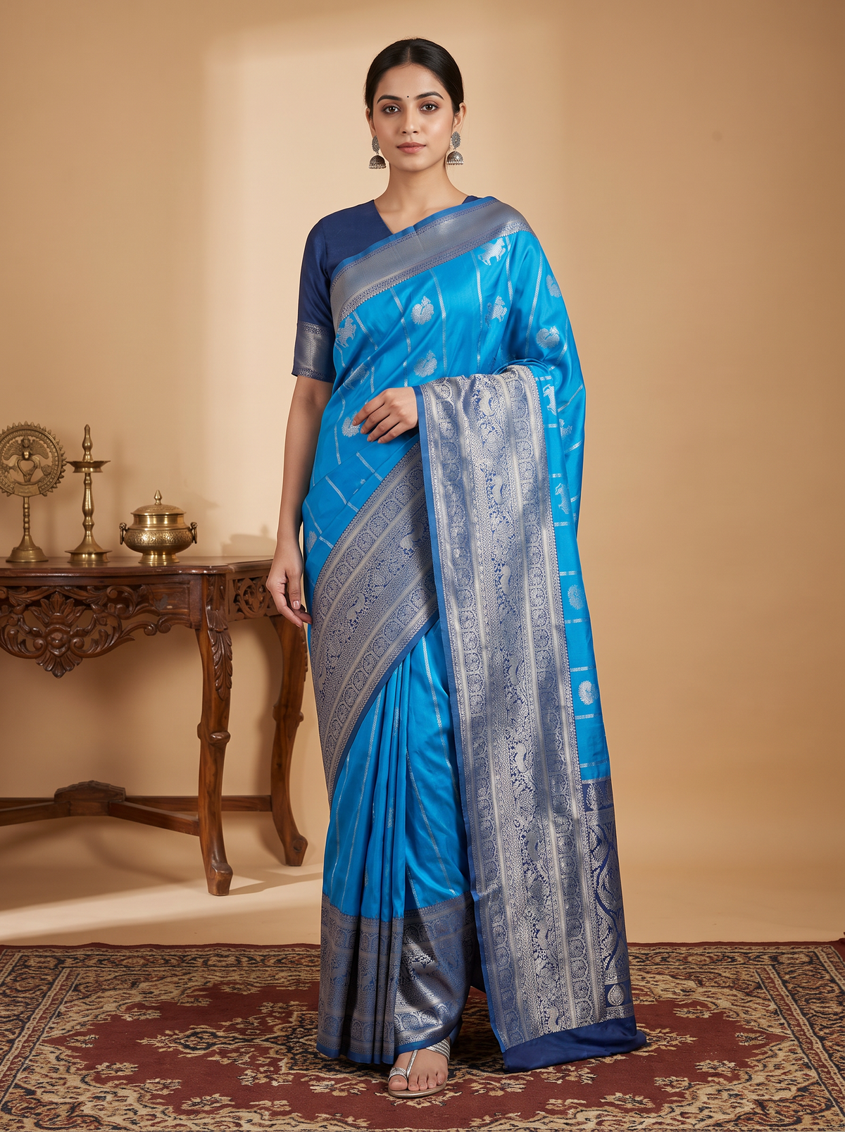 Royal Blue Zari Silk Saree