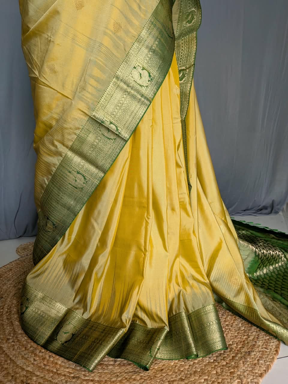 Golden Green Traditional Silk Saree