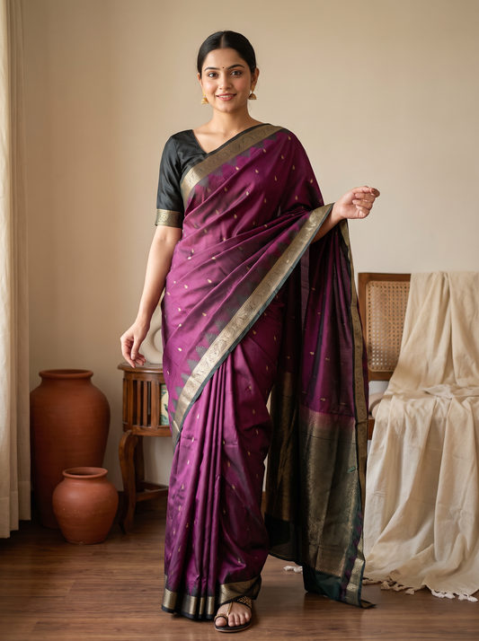 Royal Magenta Green Uppada Pattu Saree