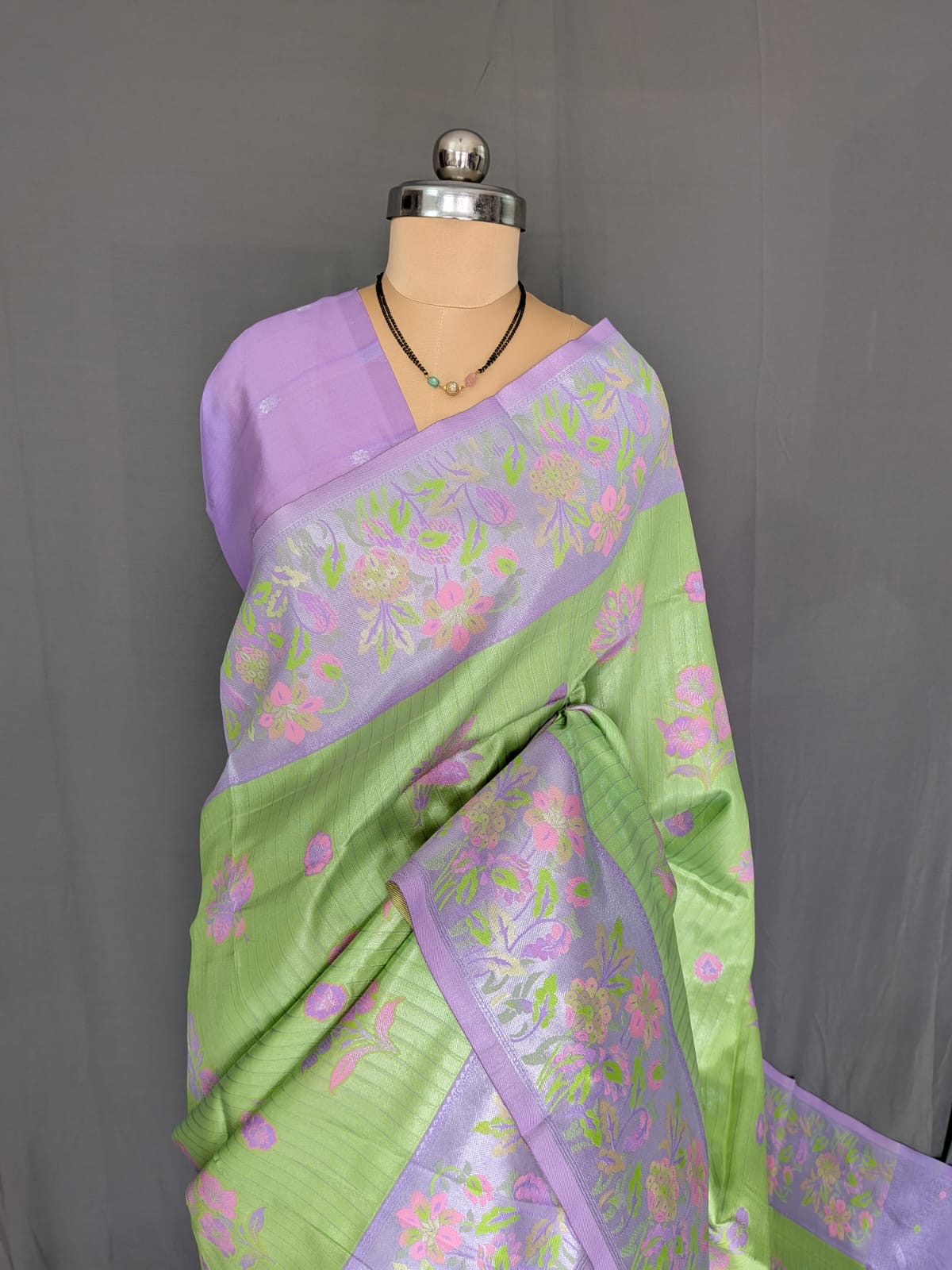 Pastel Mint Green Printed Saree
