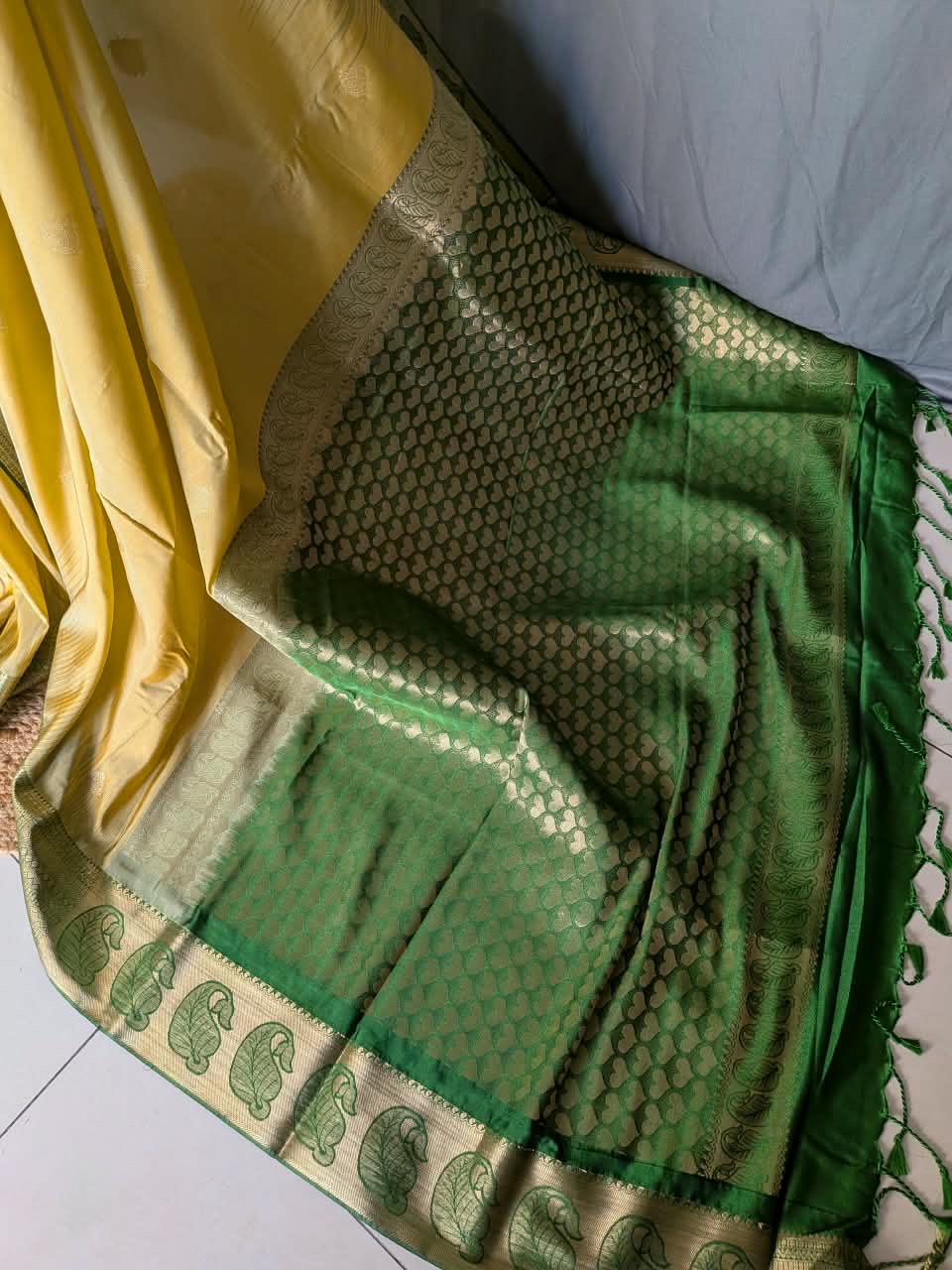 Golden Green Traditional Silk Saree