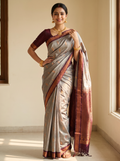 Small Border Uppada Pattu Sarees (Slate Grey)