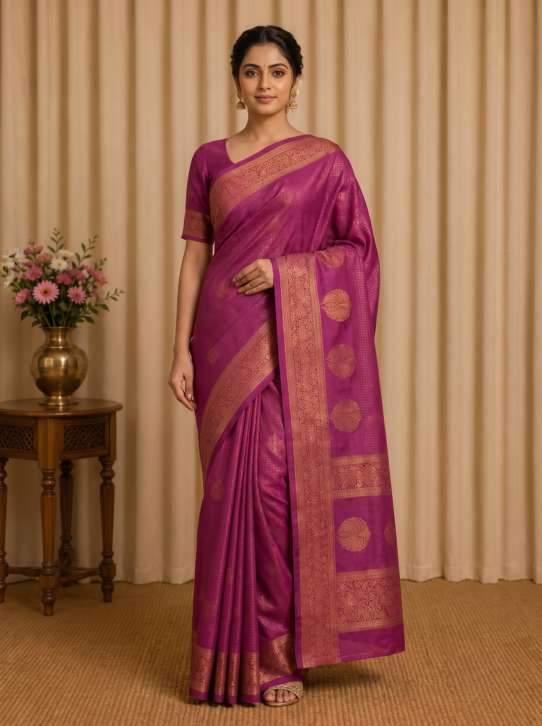 Majestic Magenta Kanchi Silk Saree