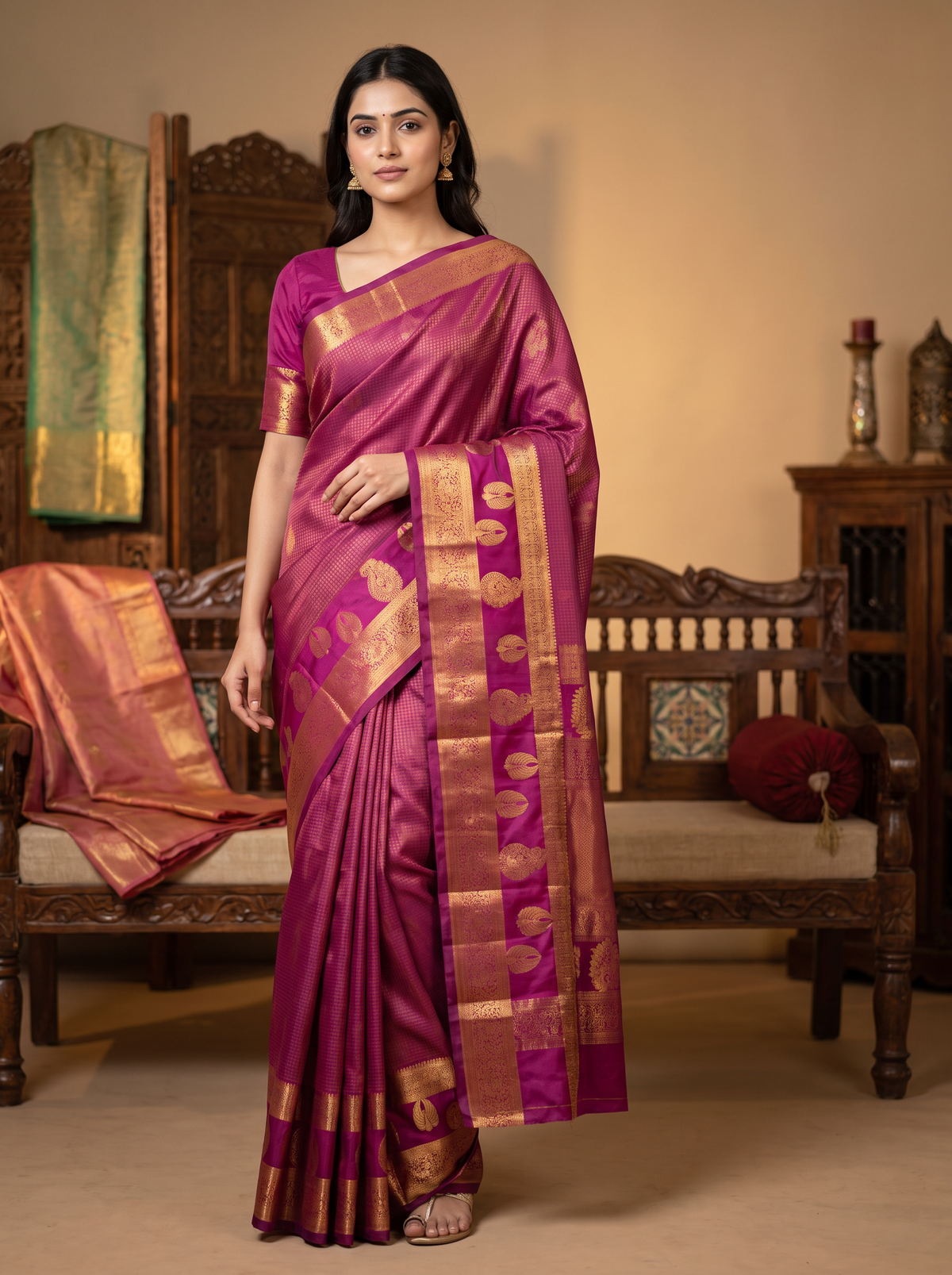 Majestic Magenta Kanchi Silk Saree