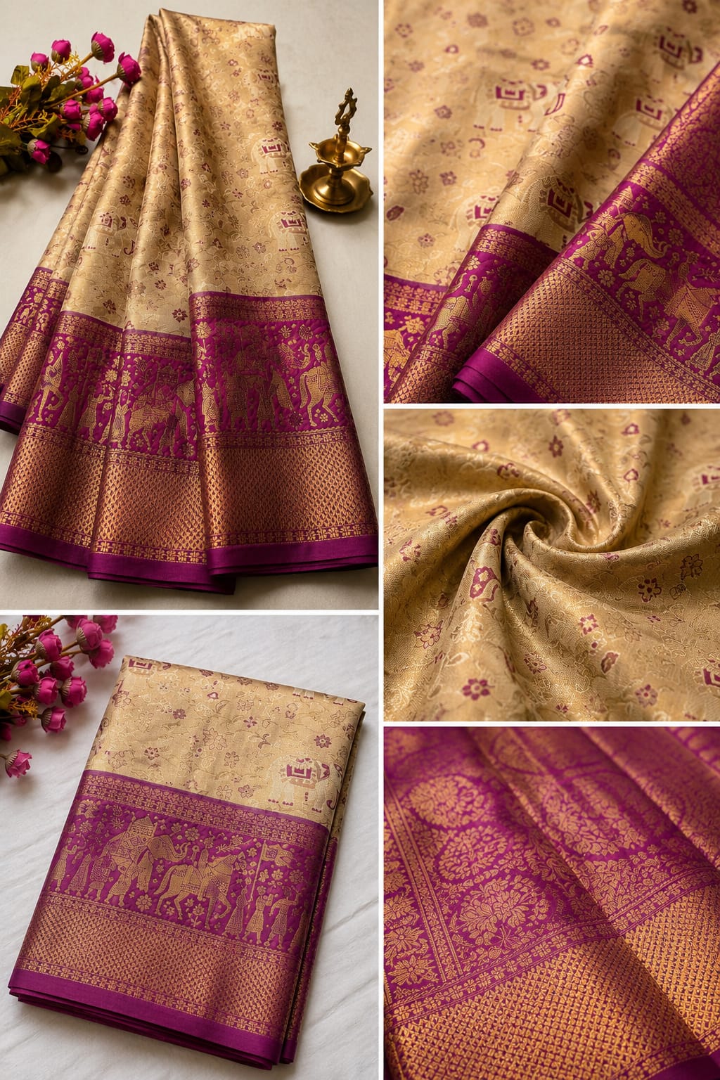 Royal Elephant Kanchi Silk Saree