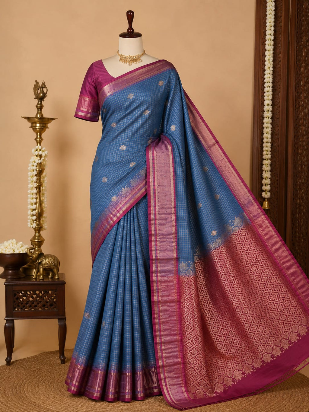 Royal Azure Lightweight Uppada Pattu Saree