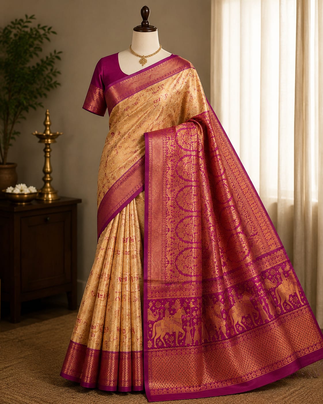 Royal Elephant Kanchi Silk Saree