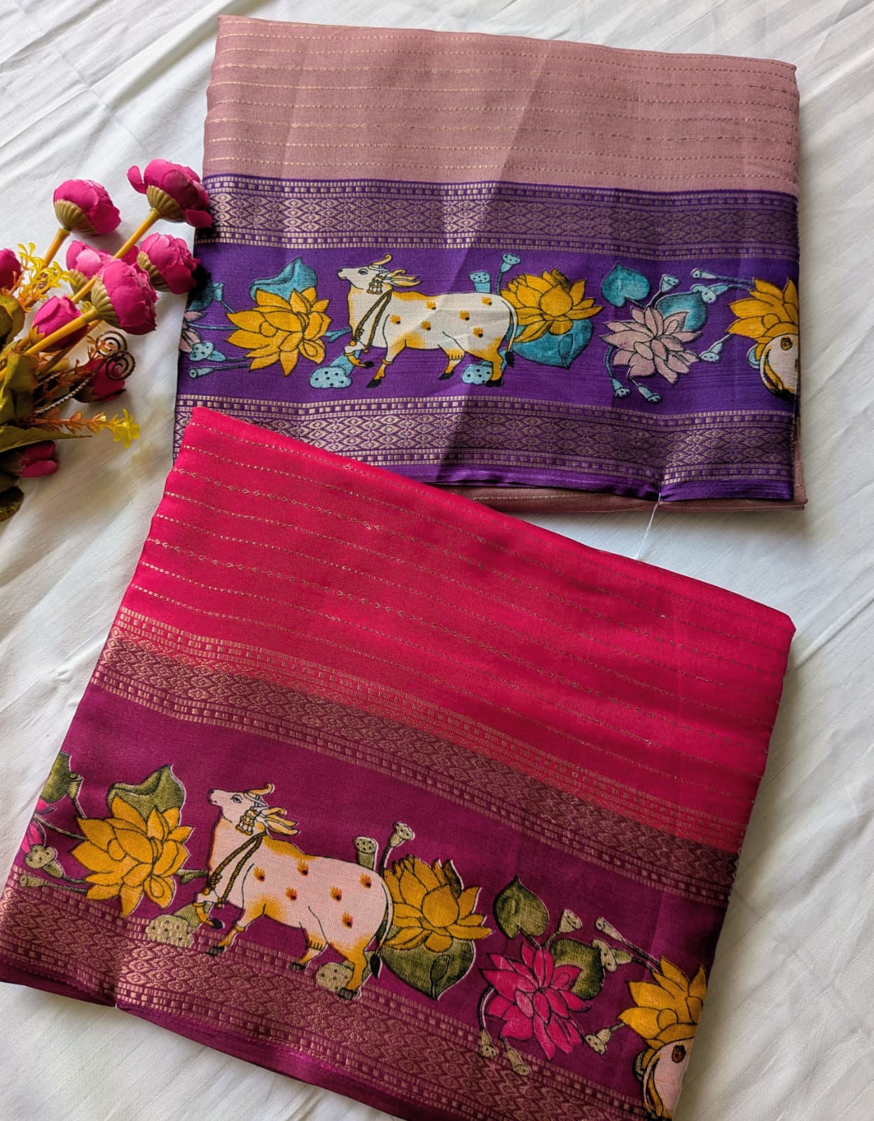 Pichwai Lotus & Cow Motif Duo