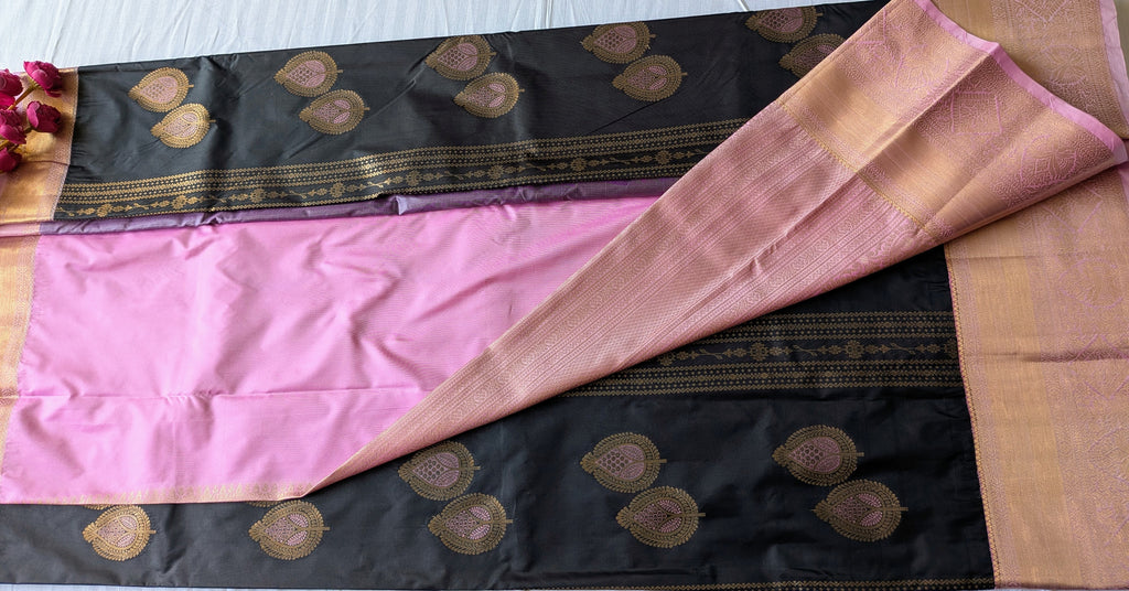 Black Paisley Border Saree
