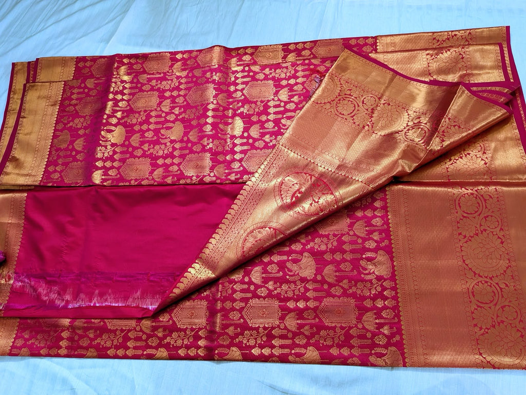 Regal Rangoli Zari Saree - Pink & Gold