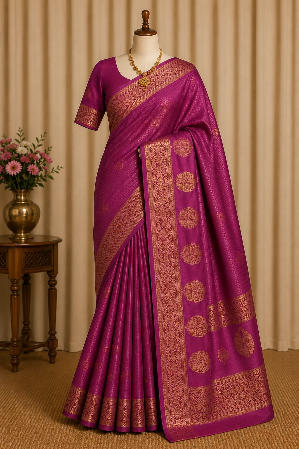 Majestic Magenta Kanchi Silk Saree